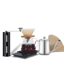 Load image into Gallery viewer, 500ml V60 Coffee Dripper Set Coffee Filter Paper Glass Coffee Pot With Coffee Scale Mini Grinder 2020 New Household Four-piece
