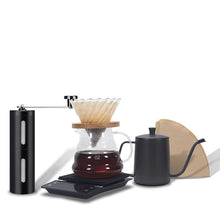 Load image into Gallery viewer, 500ml V60 Coffee Dripper Set Coffee Filter Paper Glass Coffee Pot With Coffee Scale Mini Grinder 2020 New Household Four-piece
